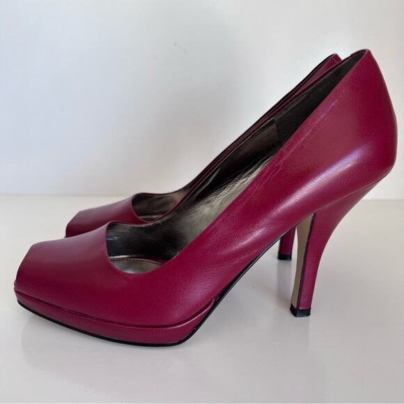 Marc Fisher dark red leather peep toe heels - Picture 7 of 7